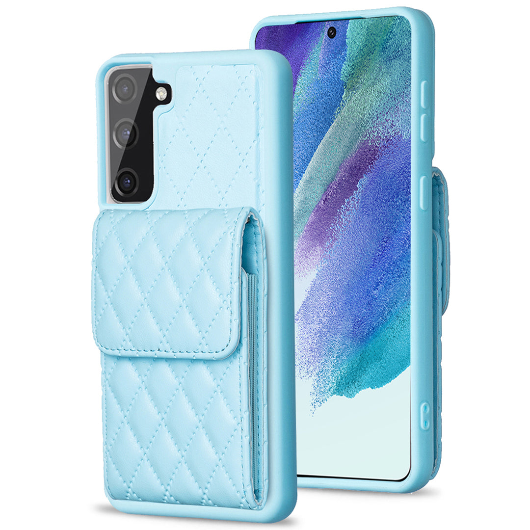 BF22-Style For Samsung Galaxy S21 FE 5G PU Leather Coated TPU Phone Case with Card Holder Kickstand BF22-Style For Samsung Galaxy S21 FE 5G PU Leather Coated TPU Phone Case with Card Holder Kickstand